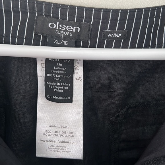 Olsen 100% linen Relaxed Fit Straight Wide Leg Linen Pant Size XL - Picture 2 of 6